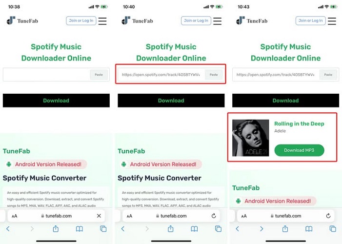 Download Spotify Song with TuneFab Online Downloader