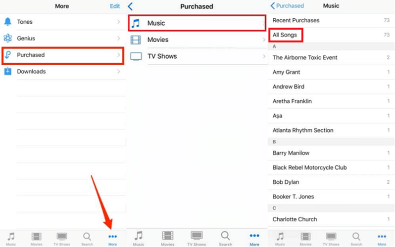 Locate iTunes Purchases on iPhone