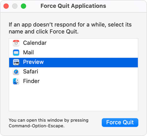 Forçar encerramento do aplicativo Mac