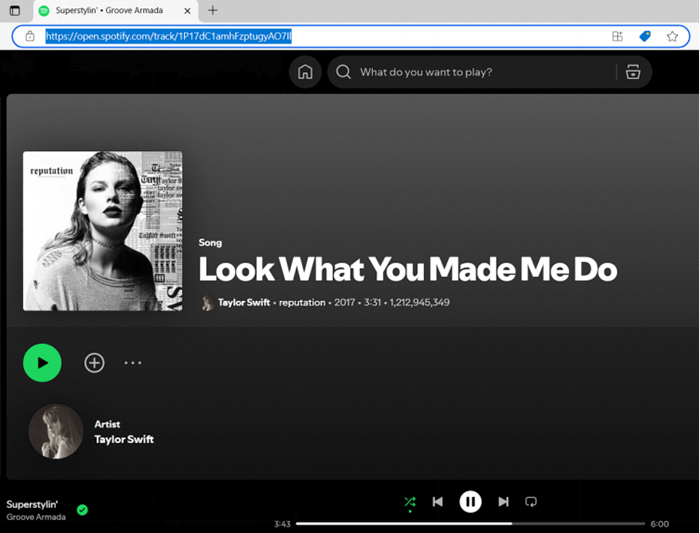 Copy URL from Spotify Website