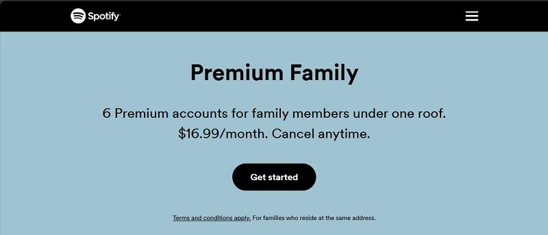Get Spotify Premium Family Plan