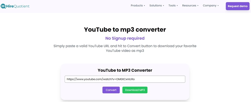 Conversor HireQuotient YouTube para MP3