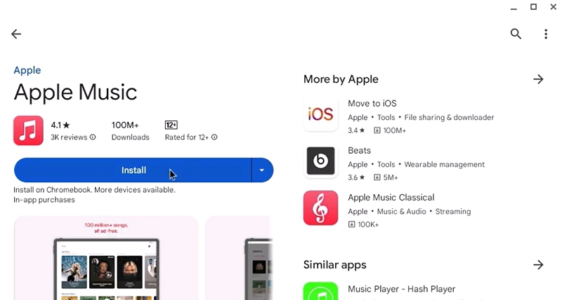 Install Android Version Apple Music on Chromebook