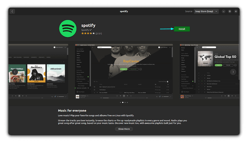 Get Spotify Installed on Linux from Snap Store