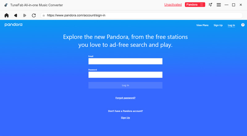 Log in Pandora Account