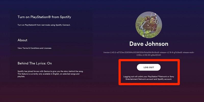 Log Out Spotify Account on PS4