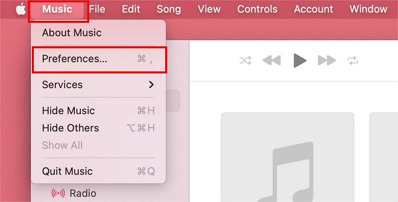 Откройте общие настройки Apple Music на Mac