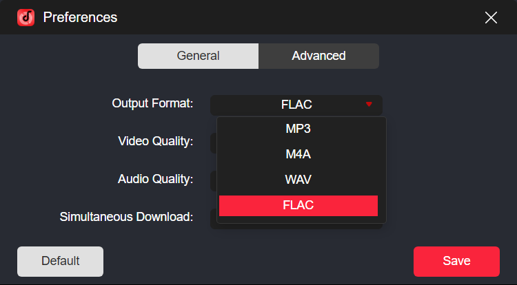 Output Format Setting for YouTube Music
