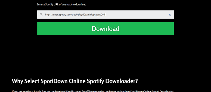 Paste Spotify URL in SpotiDown