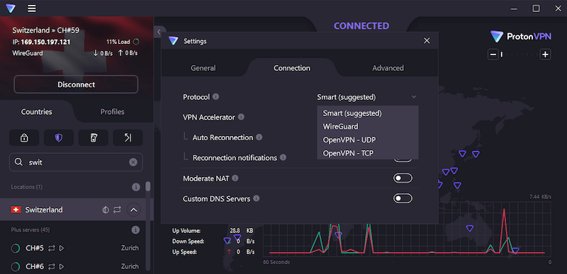 Interface ProtonVPN