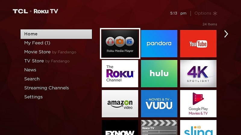 Select Roku Media Player