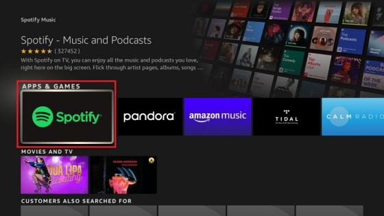 Select the Spotify App on Firestick