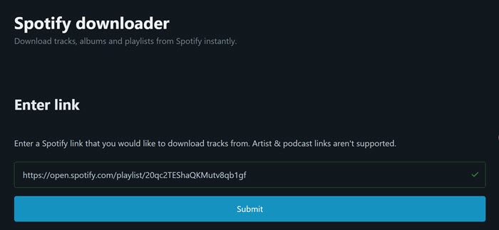 Spotify Downloader Homepage