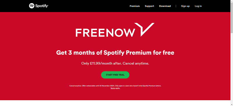 Spotify FREENOW Premium Trial