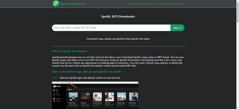 Spotify MP3 Downloader Online Tool Interface