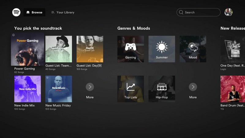 Spotify PS4/5 App Homepage