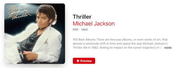 Thriller di Michael Jackson