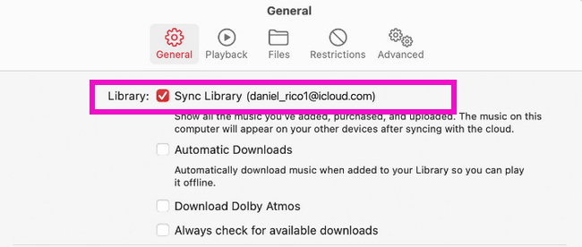 Turn on Sync Library Option