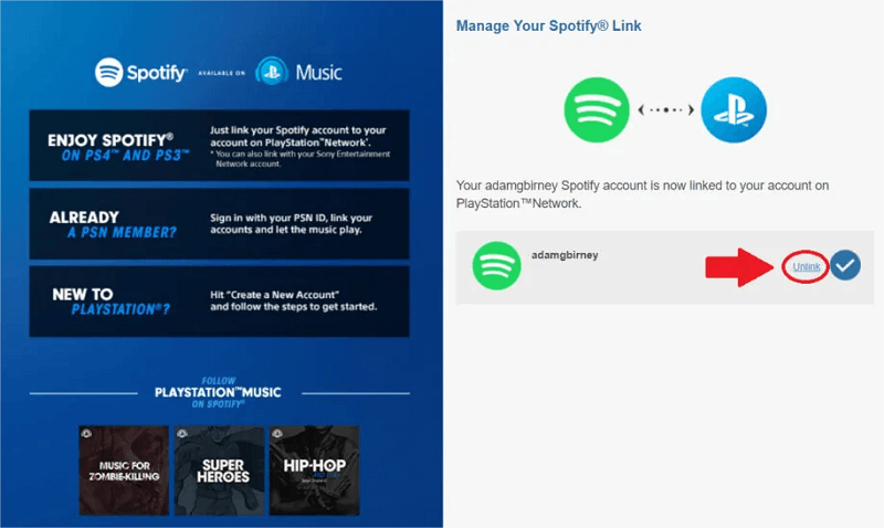 Unlink Spotify from PS4/5