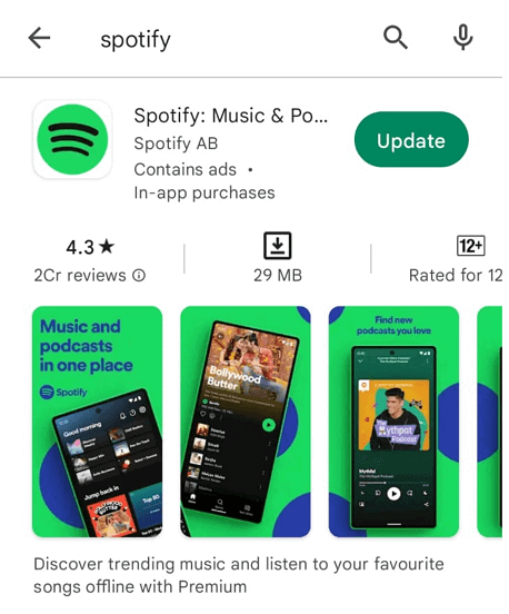 Atualizar aplicativo Spotify